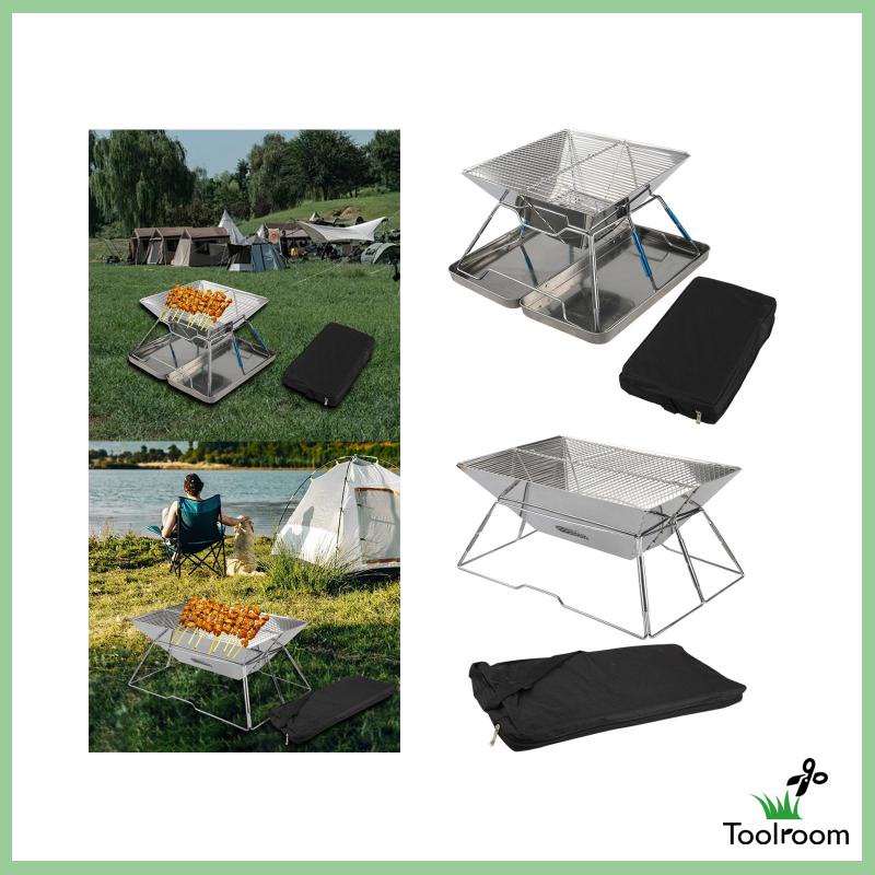 Vỉ Nướng Bbq Bằng Thép Không Gỉ Có Thể Gấp Gọn Tiện Dụng Cho Gia Đình / Đi Biển / Cắm Trại
