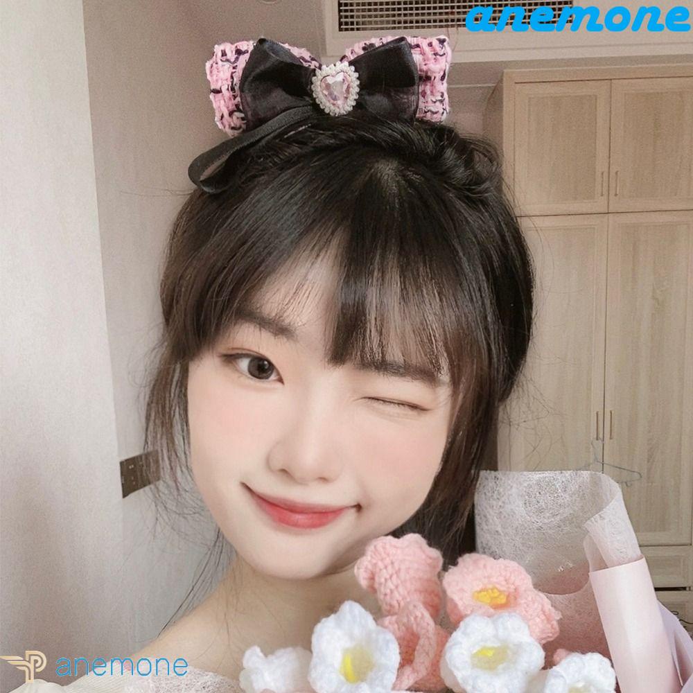 ANEMONE Kẹp Tóc Đuôi Ngựa Trang Trí Ruy Băng Sang Trọng Y2K