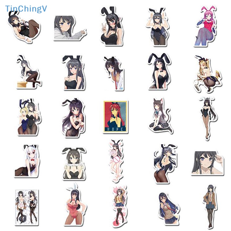 Bộ 50 Miếng Dán Chống Thấm Nước Họa Tiết Hoạt Hình Graffiti Dùng Trang Trí Laptop / Ván Trượt / Vali