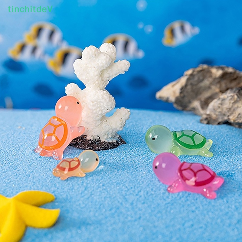 Bộ 3 Tượng Rùa Mini Bằng Thiếc Dạ Quang Dùng Trang Trí Tiểu Cảnh