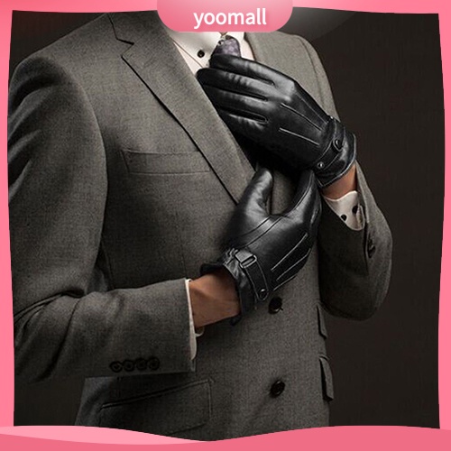 Găng Tay Giả Da Giữ Ấm Mùa Đông Có Thể Chạm Màn Hình Cảm Ứng Thời Trang Cho Nam