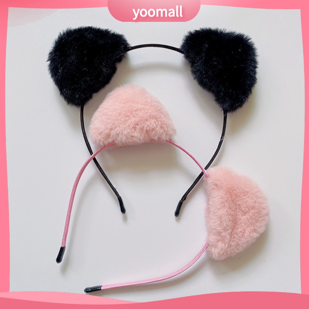 Băng Đô Cài Tóc Tai Mèo Phủ Lông Mềm Mịn Nhẹ Nhàng Co Giãn Màu Sắc Ngọt Ngào