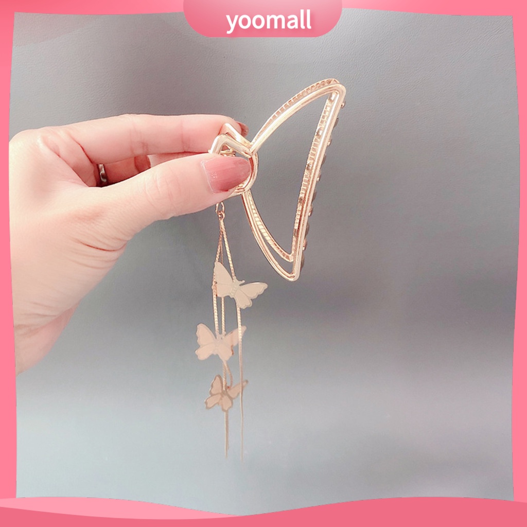 Kẹp Tóc Hình Bướm Rỗng Mạ Vàng Phối Tua Rua Xinh Xắn Cho Nữ