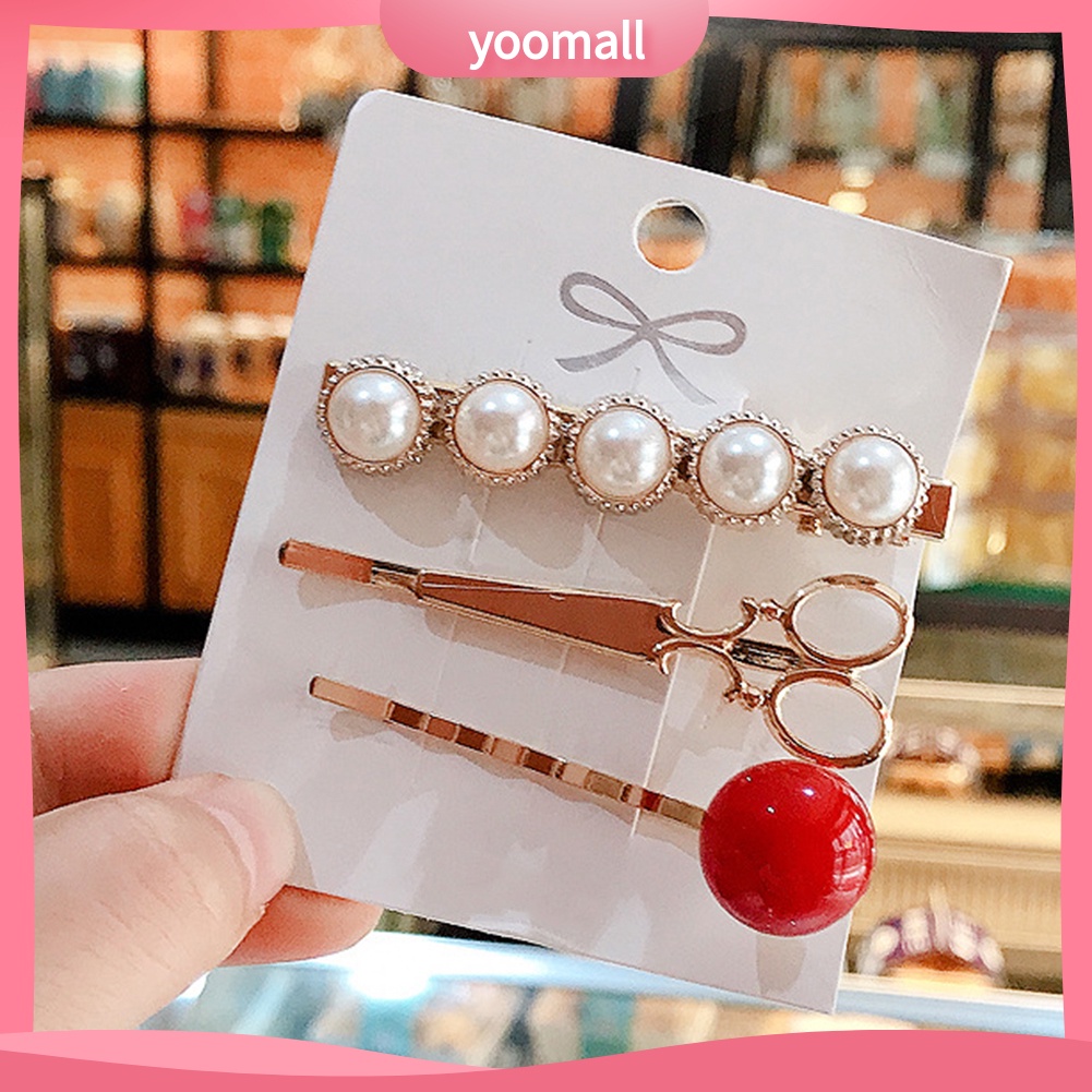 Set 2 / 3 Kẹp Tóc Hình Chú Ong / Lá / Con Ong Đính Ngọc Trai Nhân Tạo Thời Trang