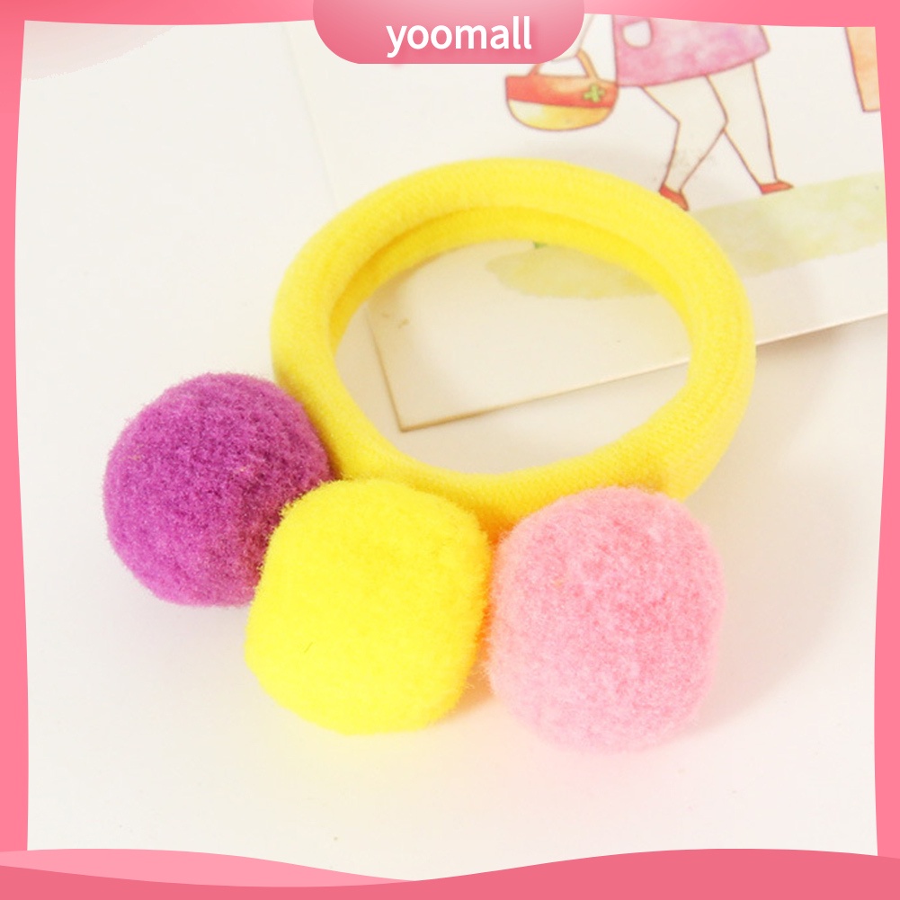 Dây Cột Tóc Đính Bóng Lông Nhung Co Giãn Dễ Thương Xinh Xắn Cho Bé Gái