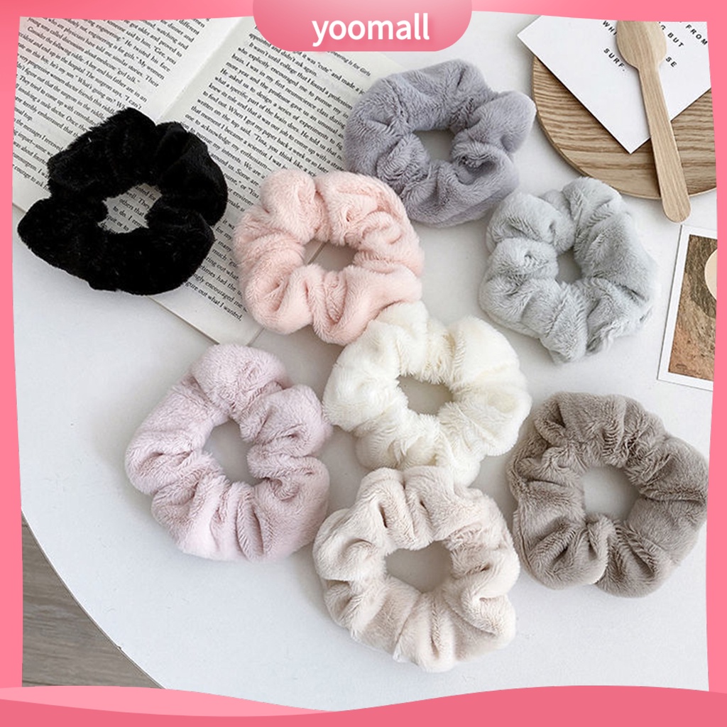 Dây Cột Tóc Màu Trơn Mềm Mại Giữ Ấm Mùa Đông Cho Nữ