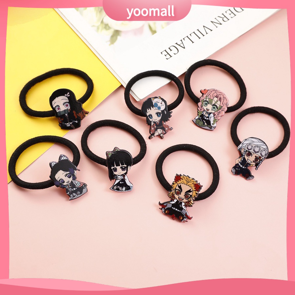 Dây Cột Tóc Vải Cotton In Hình Anime Demon Slayer Dễ Giặt Thời Trang Cho Nữ