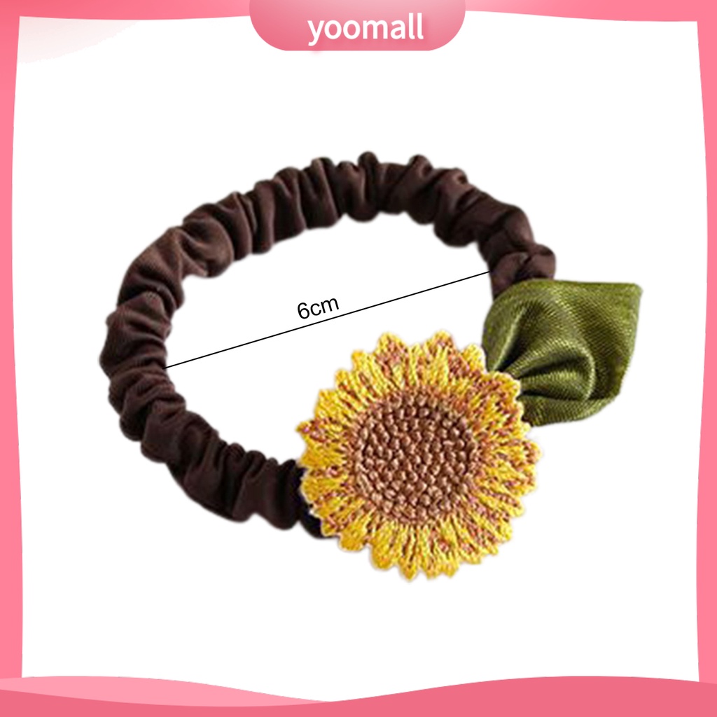 Dây Cột Tóc Đuôi Ngựa Co Giãn Đính Hoa Hướng Dương Xinh Xắn
