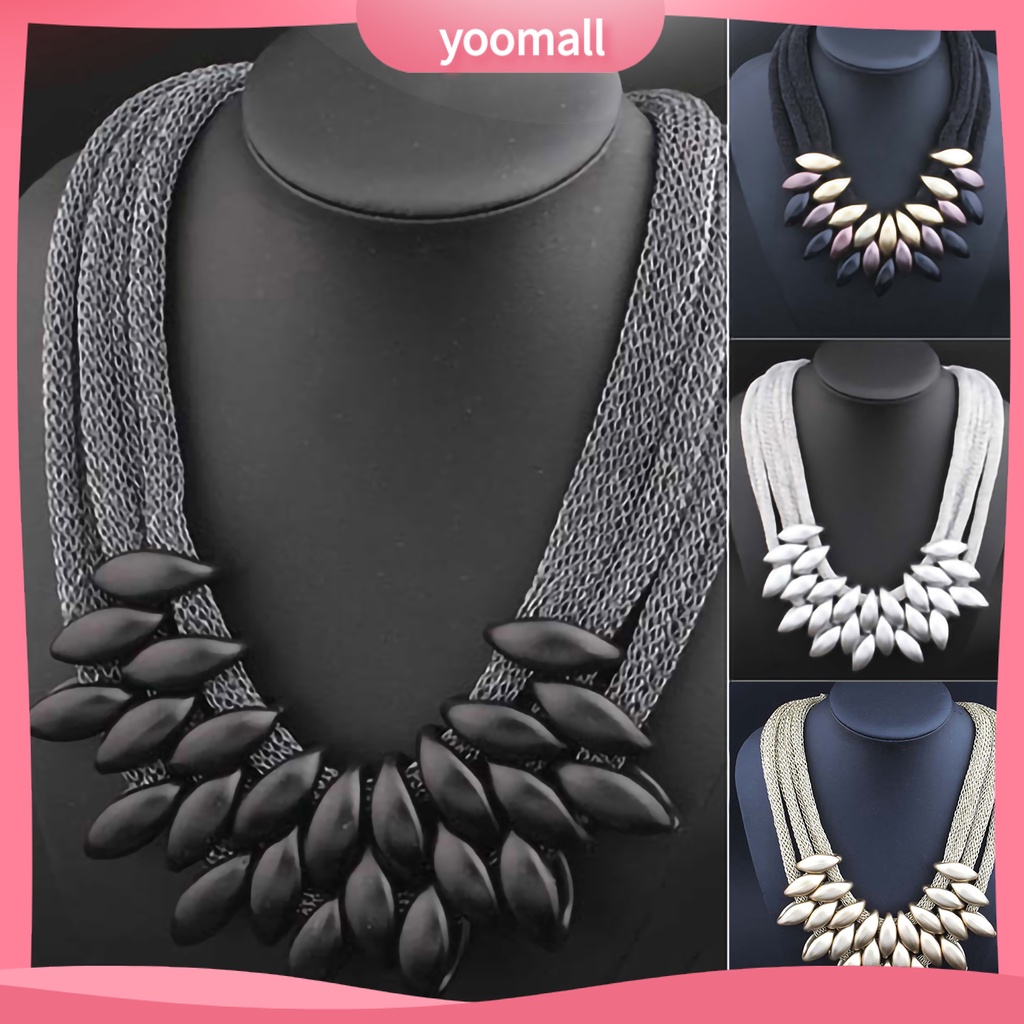 Vòng Cổ Choker Nhiều Lớp Mặt Lá Hợp Kim Cho Nữ