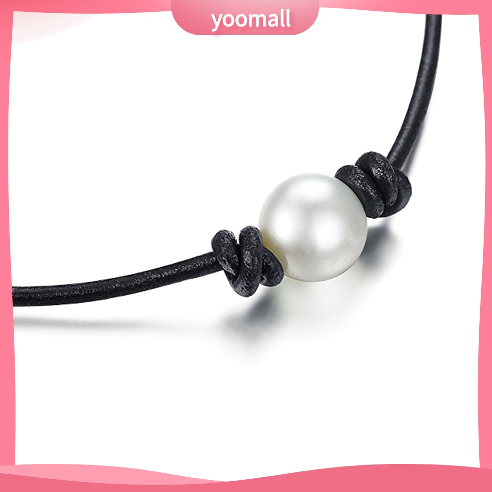 Vòng Cổ Choker Dây Da Đính Hạt Ngọc Trai Nhân Tạo Đơn Giản Dành Cho Nữ