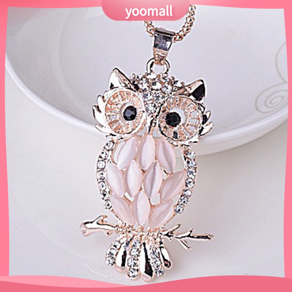 Vòng cổ Mặt Hình Cú Mèo Đính Đá Opal Nhân Tạo Thanh Lịch Cho Nữ