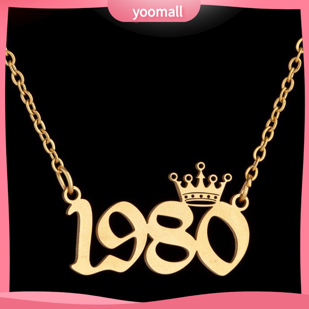 Vòng cổ Mặt Số Năm Mới 1980-1999 Bằng Thép Không Gỉ Dành Cho Nữ