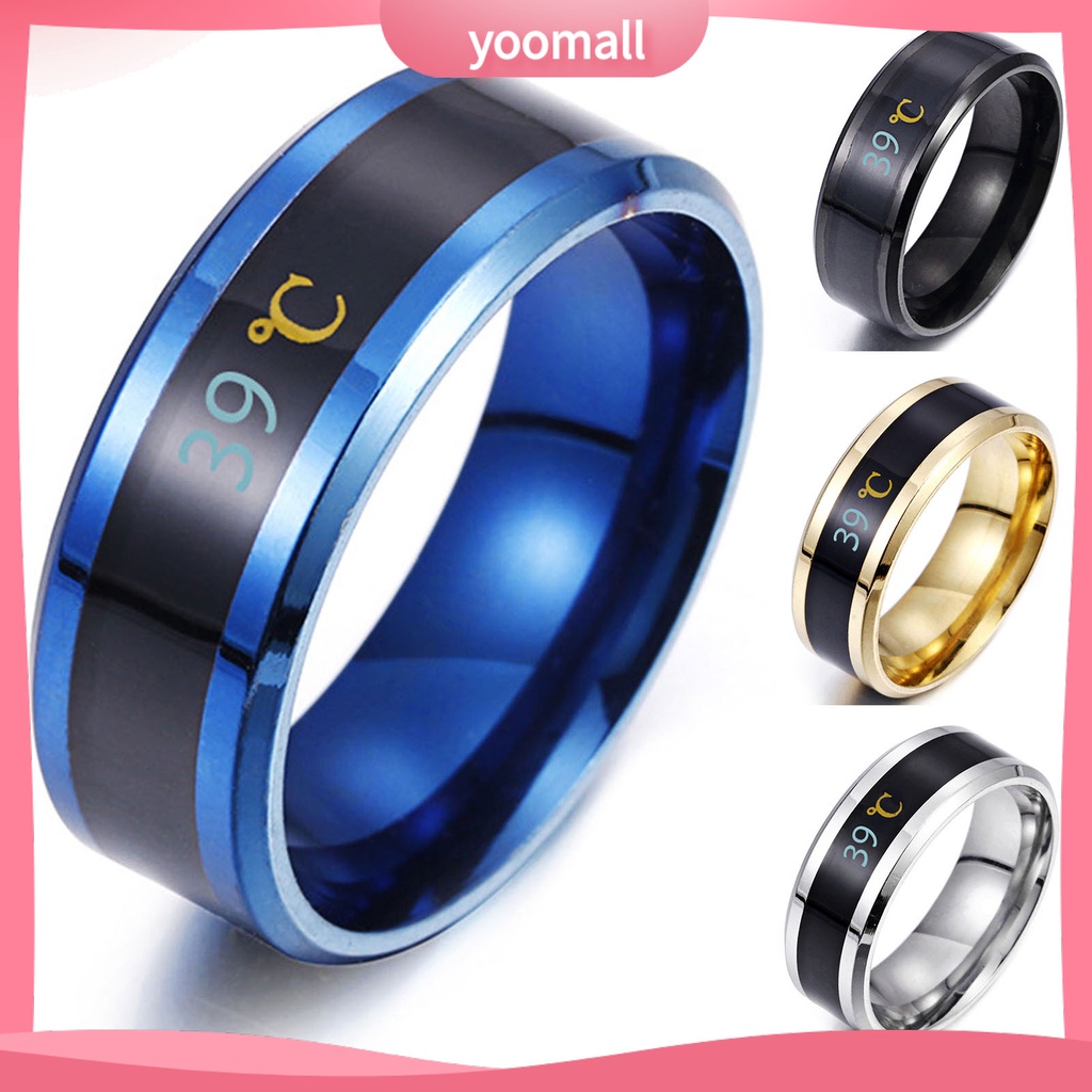 Nhẫn Thép Không Gỉ Hiển Thị Nhiệt Độ Thời Gian Thực Tế Cho Nam Nữ