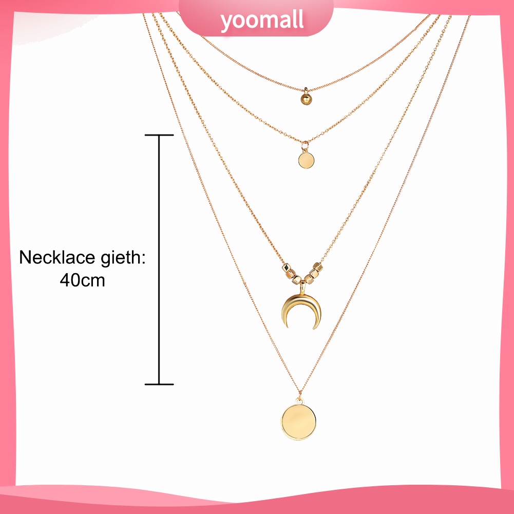 Vòng Cổ Choker 4 Lớp Mặt Hình Mặt Trăng Phong Cách Cổ Điển Dành Cho Nữ