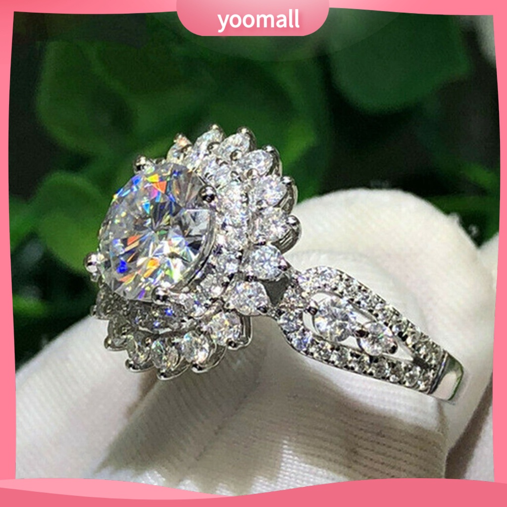 Nhẫn Hình Hoa Đính Đá Trọng Lượng Nhẹ Thời Trang Cho Nữ