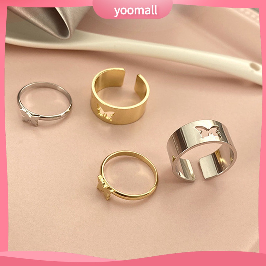 Set 2 Nhẫn Cặp Hình Mặt Trăng Nhiều Màu Sắc Thời Trang