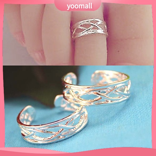 Set 10 Nhẫn Đeo Ngón Chân Mạ Bạc Có Thể Điều Chỉnh Kích Cỡ Dành Cho Nữ