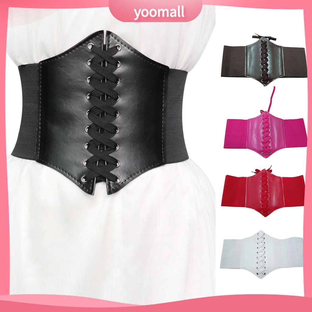 [YM] Thắt Lưng Giả Da Bản Rộng Co Giãn Định Hình Cơ Thể Mặc Hàng Ngày