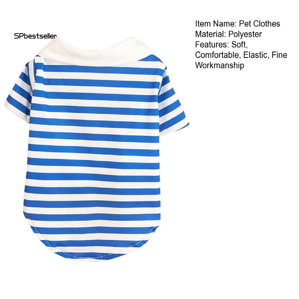 Áo Họa Tiết Sọc Mỏng Màu Xanh Navy Thoải Mái Thời Trang Mùa Hè Cho Thú Cưng