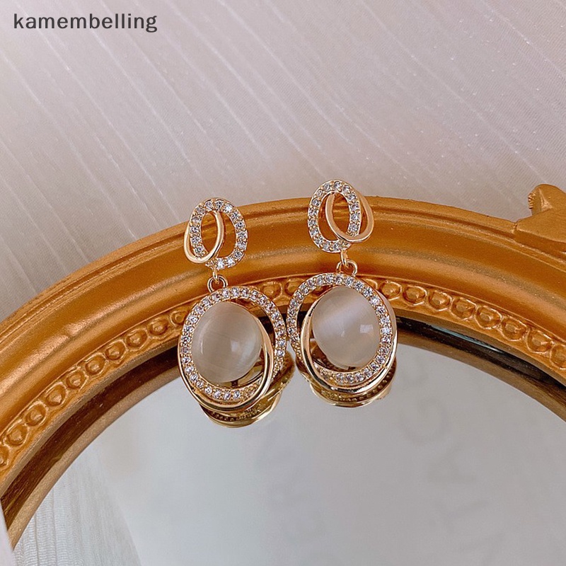 Đôi Khuyên Tai Đính Đá Opal Thời Trang Cho Nữ