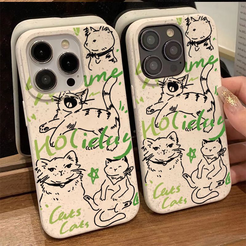 Ốp Điện Thoại Dẻo Họa Tiết Chú Mèo Dễ Thương Chống Sốc Cho Iphone14Pro 13In Style 7 Soft 8p Line max Cat 11iPhone12 83HU
