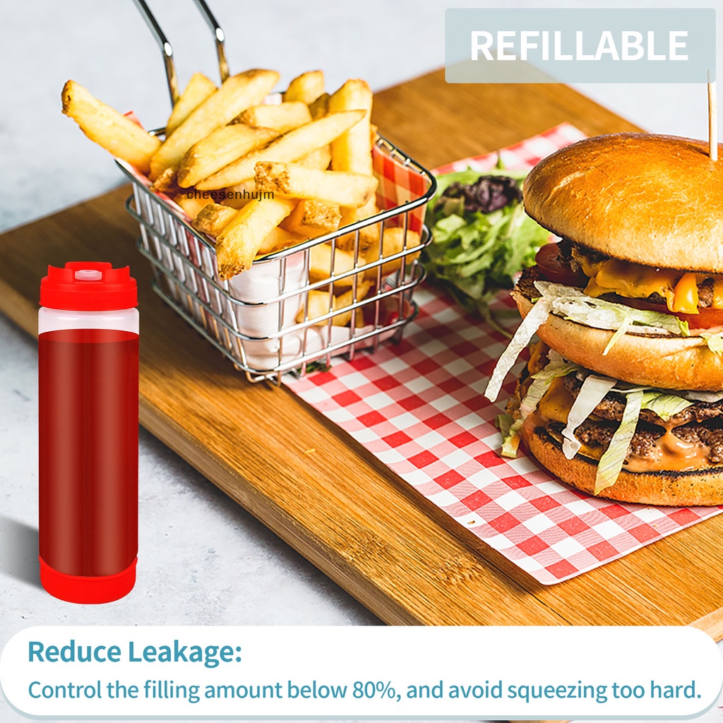 Set 6 Chai Nhựa Đựng Gia Vị Dạng Bóp 24oz Có Thể Tái Sử Dụng