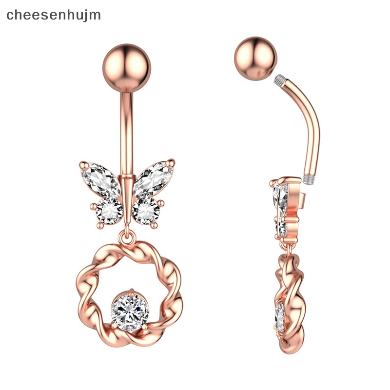 Khuyên RốN HìNh BướM ĐíNh Đá BằNg ThéP Không Gỉ