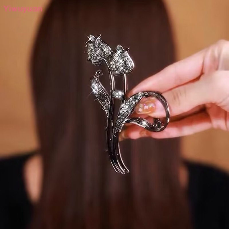 Kẹp Tóc Hoa Tulip Đính Đá Bằng Hợp Kim Thời Trang Cho Nữ