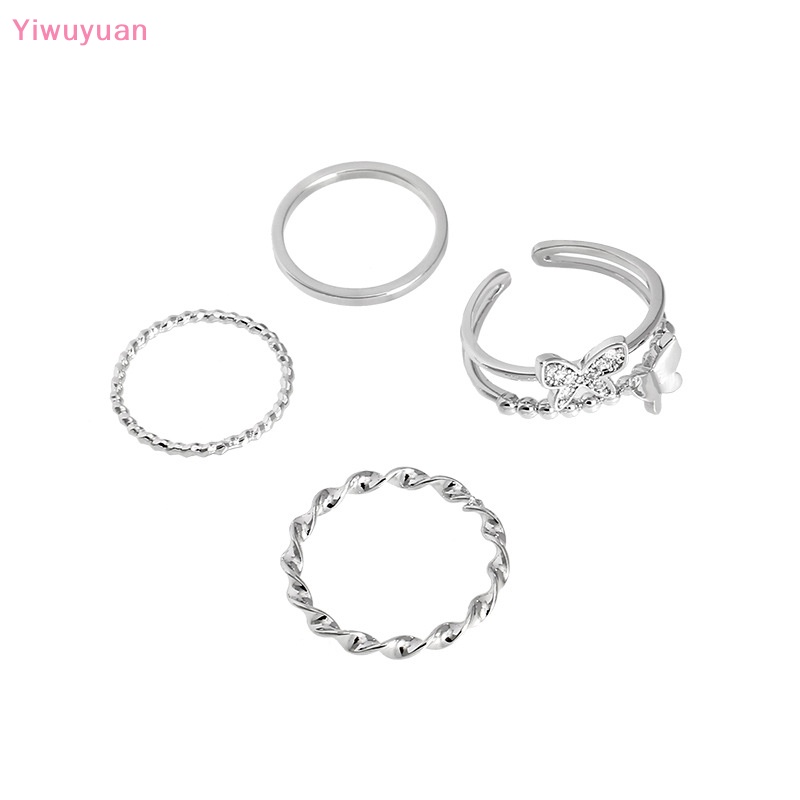 Bộ 4 Nhẫn Xoắn Bướm Thời Trang Có Thể Điều Chỉnh Cho Nữ