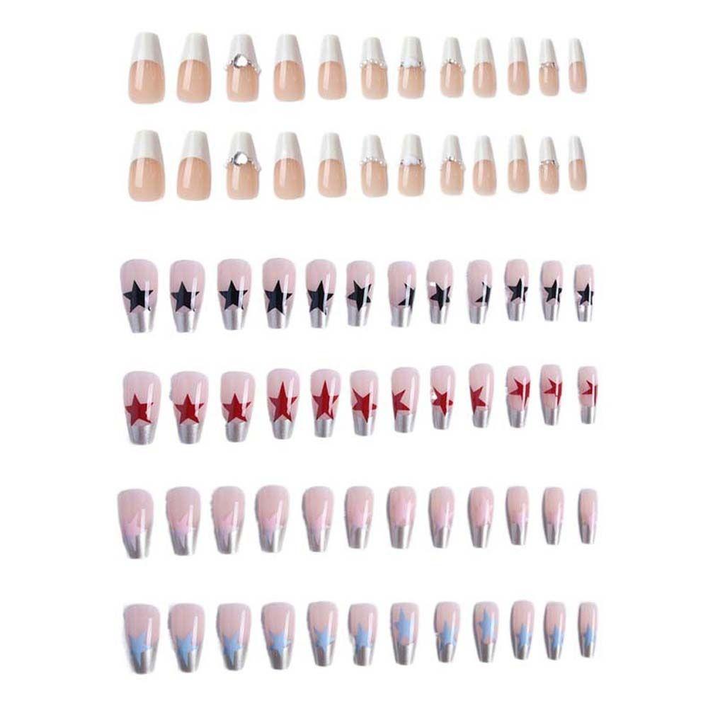 Bộ Móng Tay Giả Hình Ngôi Sao Dáng Dài Có Thể Tháo Rời Che Phủ Toàn Diện DIY Dành Cho Nữ / Bé Gái