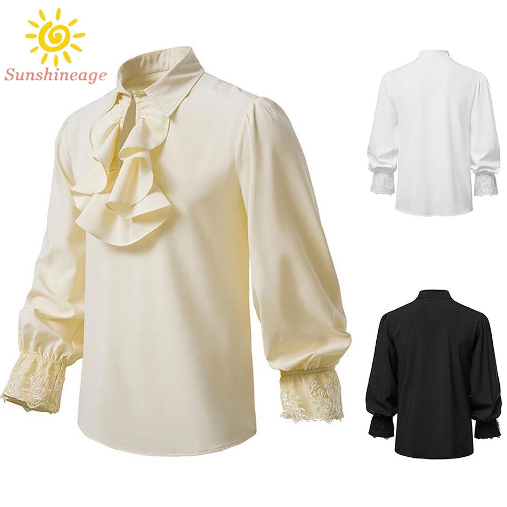 Áo Sơ Mi Thắt Dây Phong Cách Victorian Thoải Mái Cho Nam