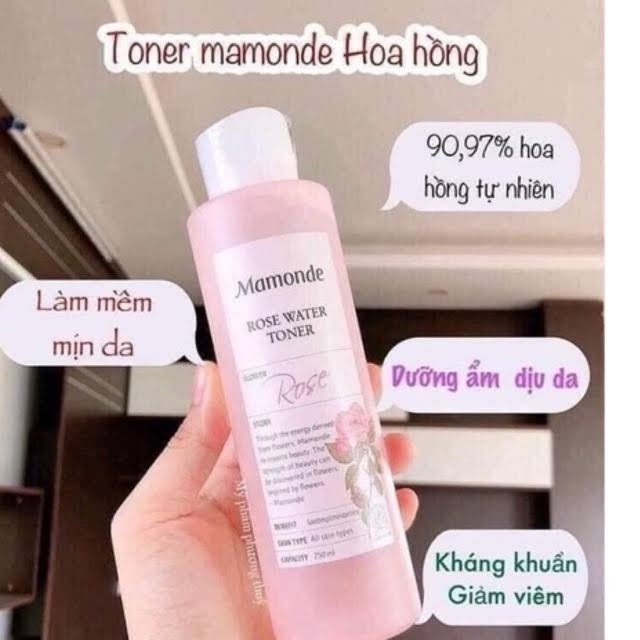 Nước hoa hồng Mamonde Rose Water Toner 250ml cấp ẩm, kiềm dầu, làm mịn và phục hồi da