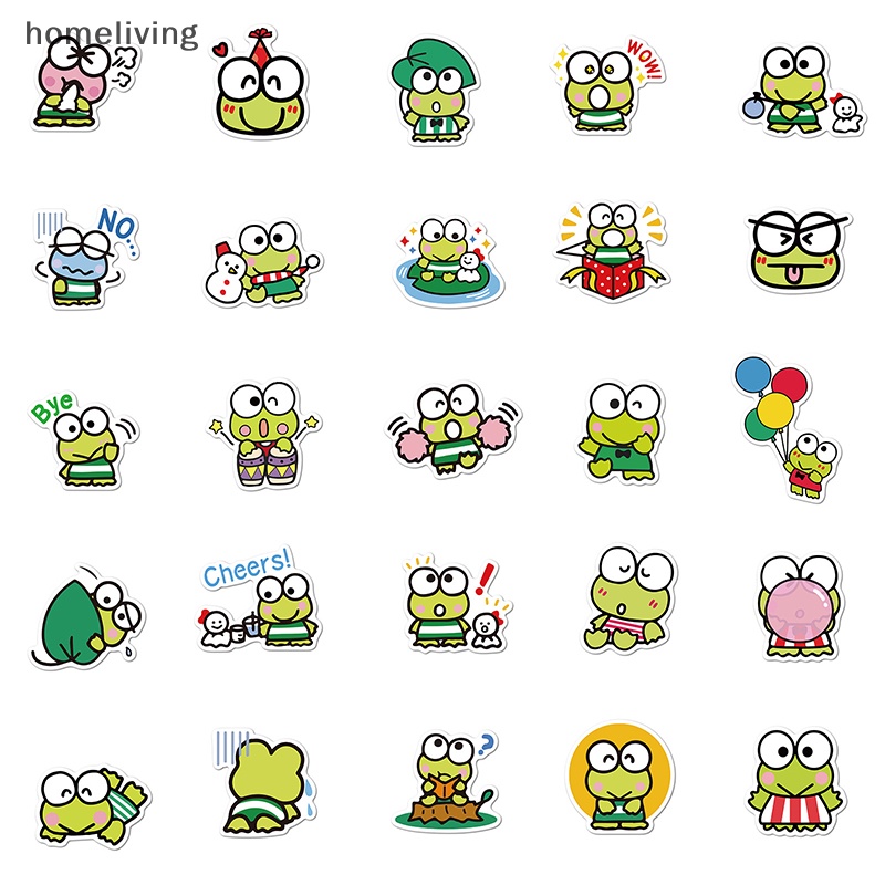 Bộ 50 Miếng Dán Hoạt Hình Kero Keroppi Dễ Thương Trang Trí Nhật Ký / Điện Thoại / Laptop