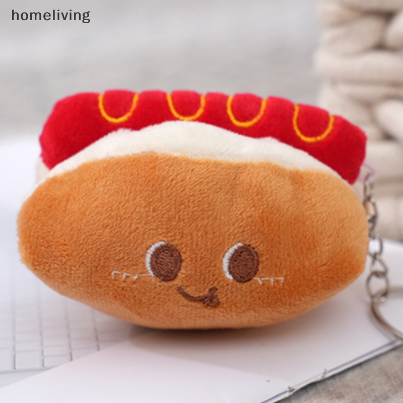 Móc Khóa Hình Hamburger Hot Dog Nhồi Bông 10cm Dễ Thương