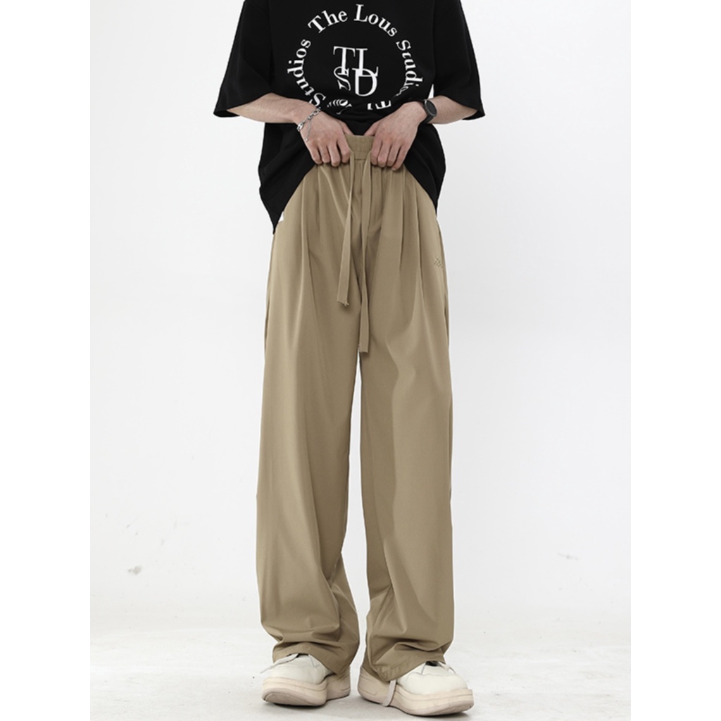 Quần Thể Thao Ống Rộng Mau Khô Màu Đen Hợp Thời Trang Mùa Hè Cho Nam