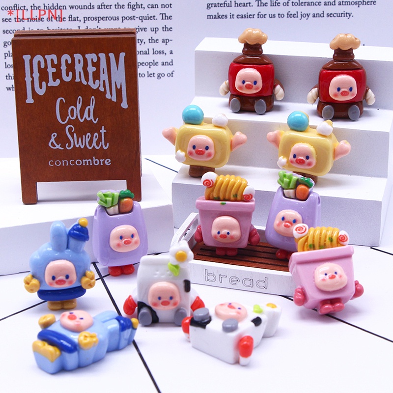 Móc Khóa Hình Chú Heo Hoạt Hình 3D Bằng Nhựa Resin DIY