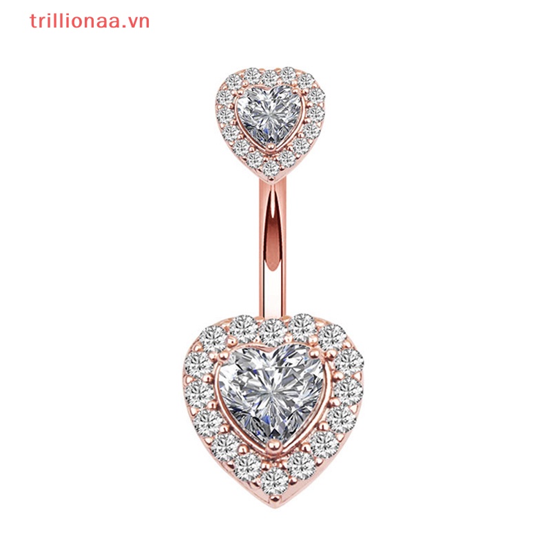 Khuyên RốN HìNh Tim ĐíNh Đá BằNg ThéP Không Gỉ