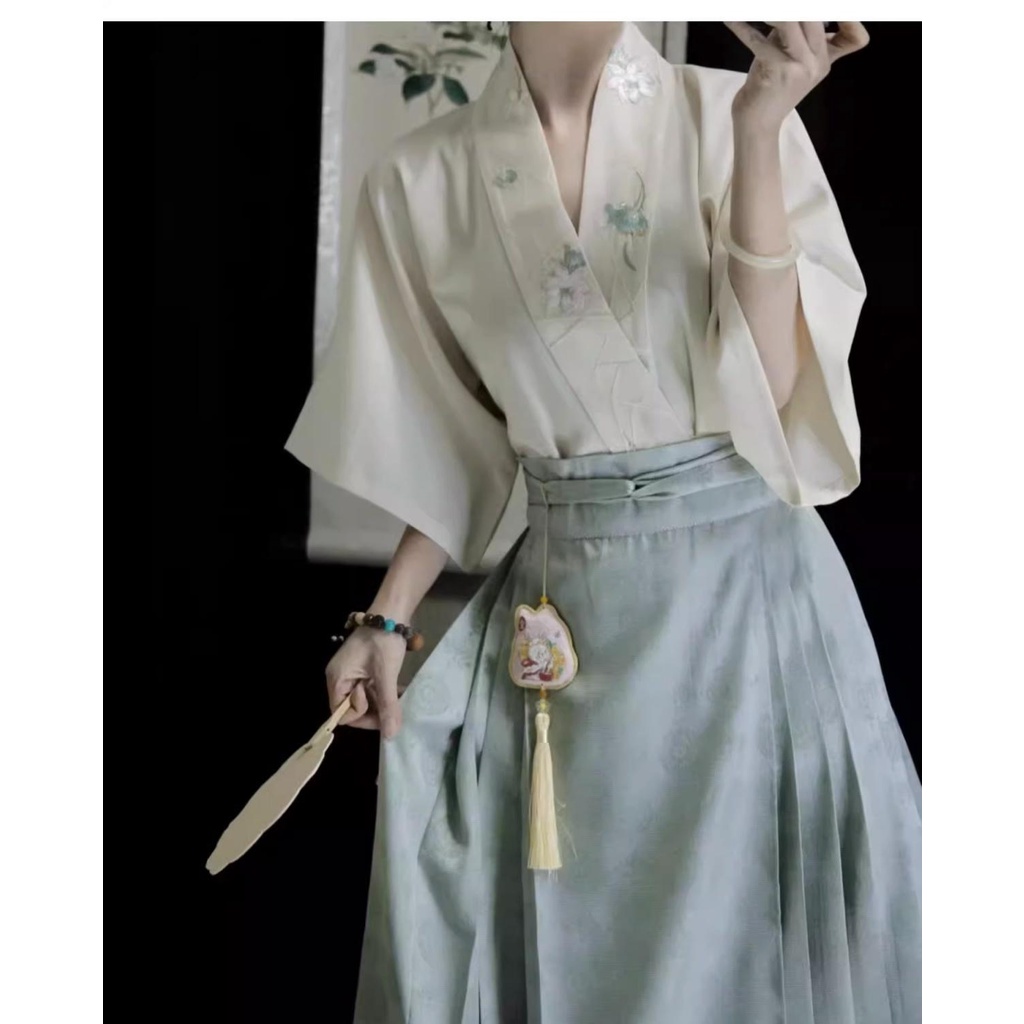 Bộ Váy Hán Phục Cách Tân Tay Ngắn In Hình Mặt Ngựa Thời Trang Mùa Hè 2023 Phong Cách Mới Dành Cho Bạn Nữ / Nam#23728