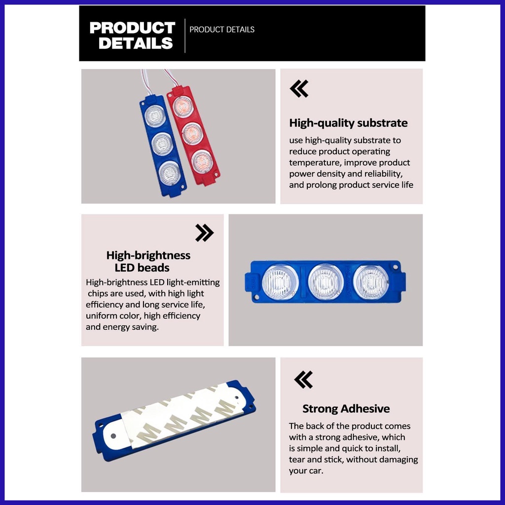 Đèn LED Nhấp Nháy Ánh Sáng Đỏ Và Xanh Dương Chống Thấm Nước Gắn Đuôi Xe Mô Tô robpvn