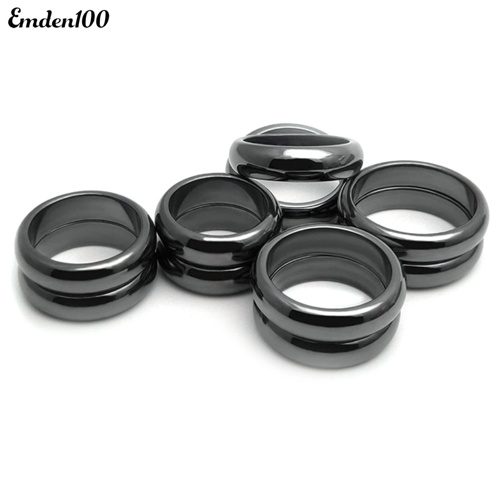 Nhẫn Đá Hematite Bản Rộng 6mm Thời Trang