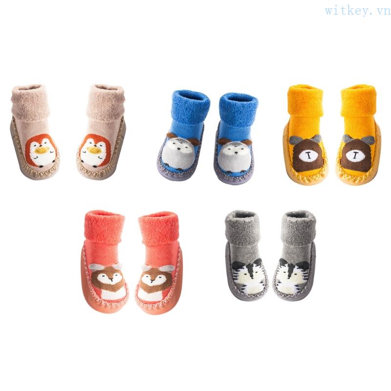 Đôi Vớ Cotton Mềm Giữ Ấm Chống Trượt Cho Bé Tập Đi