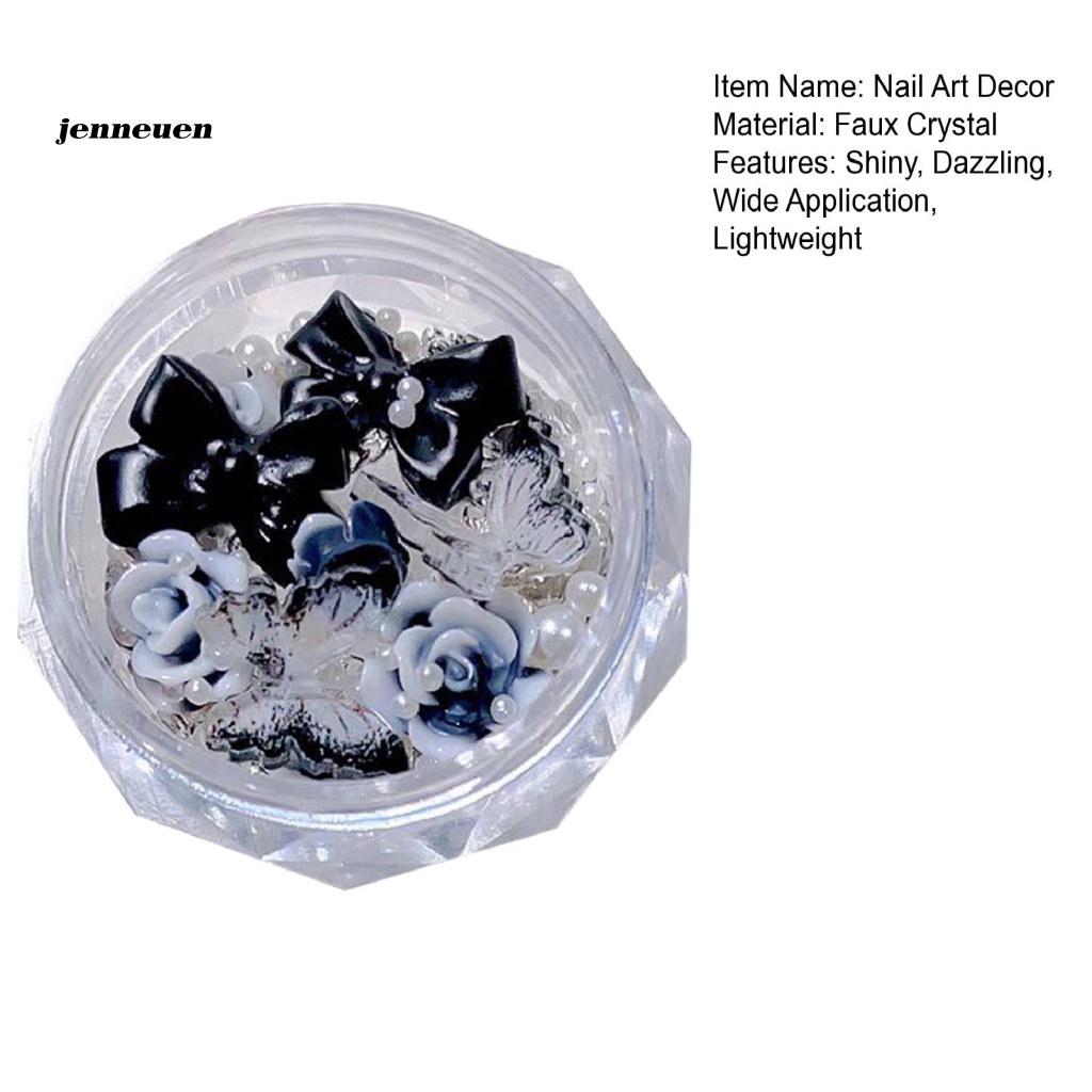 1 Hộp Phụ Kiện Trang Trí Móng Tay Hình Bướm Và Hoa Trà Lấp Lánh Chống Rơi