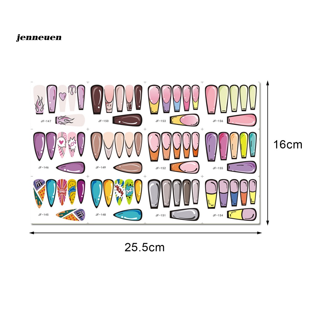 Jen Miếng Dán Móng Tay Nghệ Thuật Siêu Dính Hiệu Ứng 3D Nhiều Kiểu Dáng Họa Tiết Graffiti Hoạt Hình