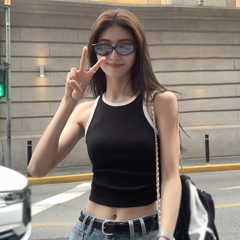 Áo Croptop Hai Dây Dáng Ôm Phong Cách Hàn Quốc Thời Trang Mùa Hè Cho Nữ