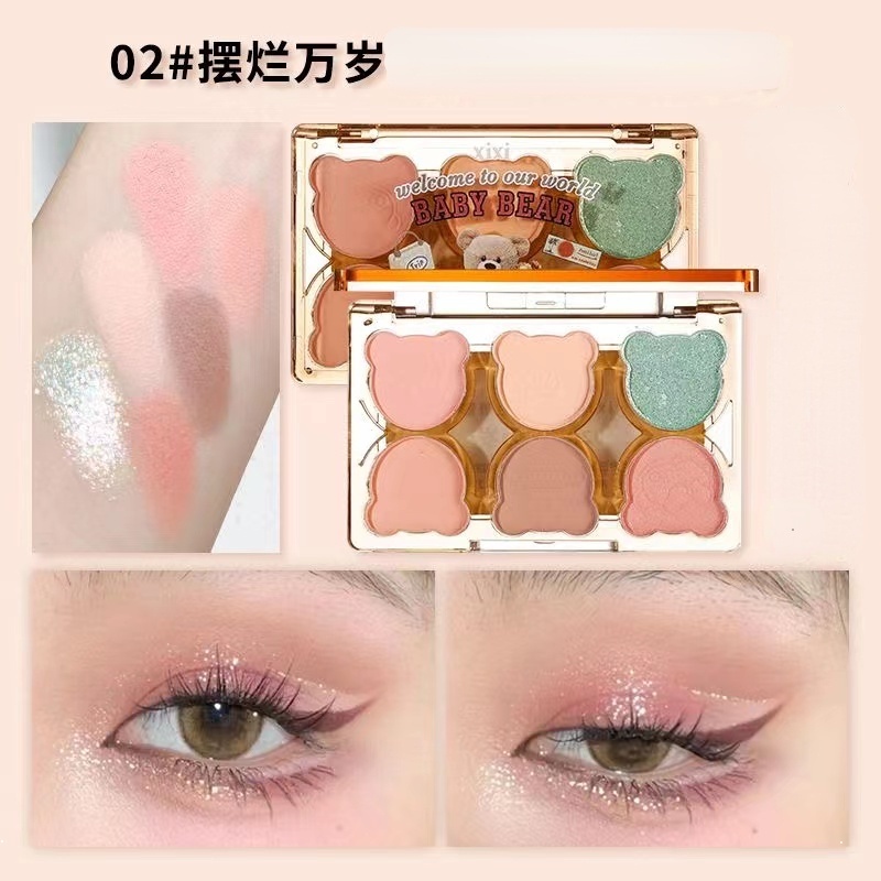 Bảng Phấn Mắt Xixi Màu Lì Và Ánh Ngọc Trai Kết Hợp Trang Điểm Kháng Nước Và Lâu Trôi