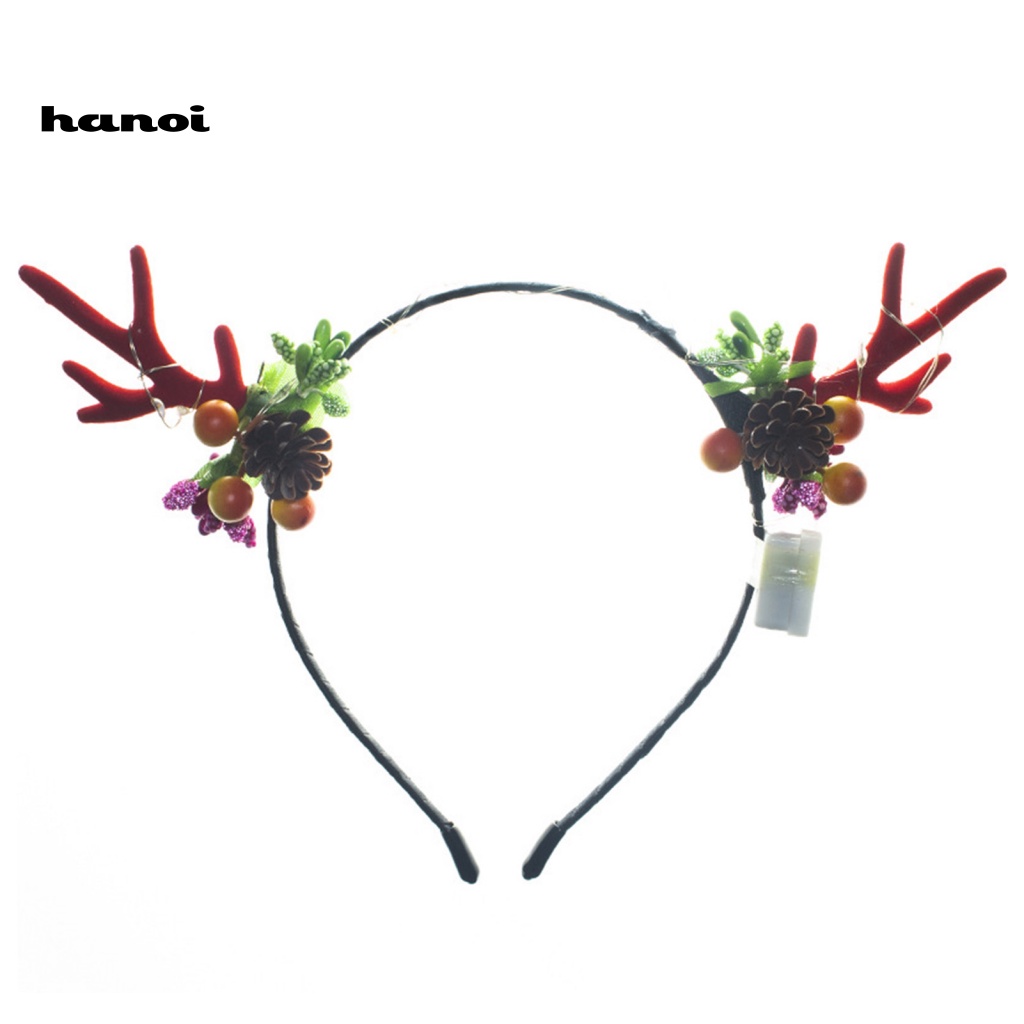 Băng Đô Cài Tóc Hình Sừng Hươu Có Đèn LED Phát Sáng Dành Cho Nữ