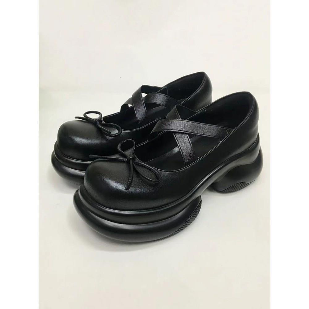 ZTAIXIELUA Giày Búp Bê Da Đế Dày Thắt Nơ Phong Cách Mary Jane Dành Cho Nữ