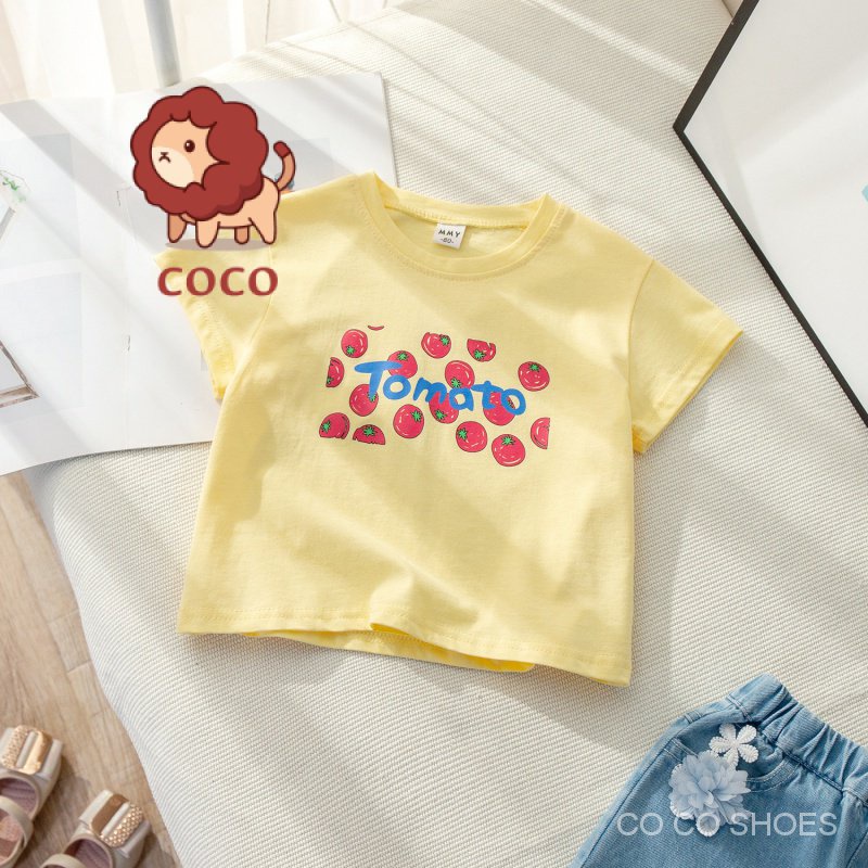 Áo Thun Tay Ngắn In Hình Gấu Và Hoa Dễ Thương Thời Trang Mùa Hè Cho Bé Gái