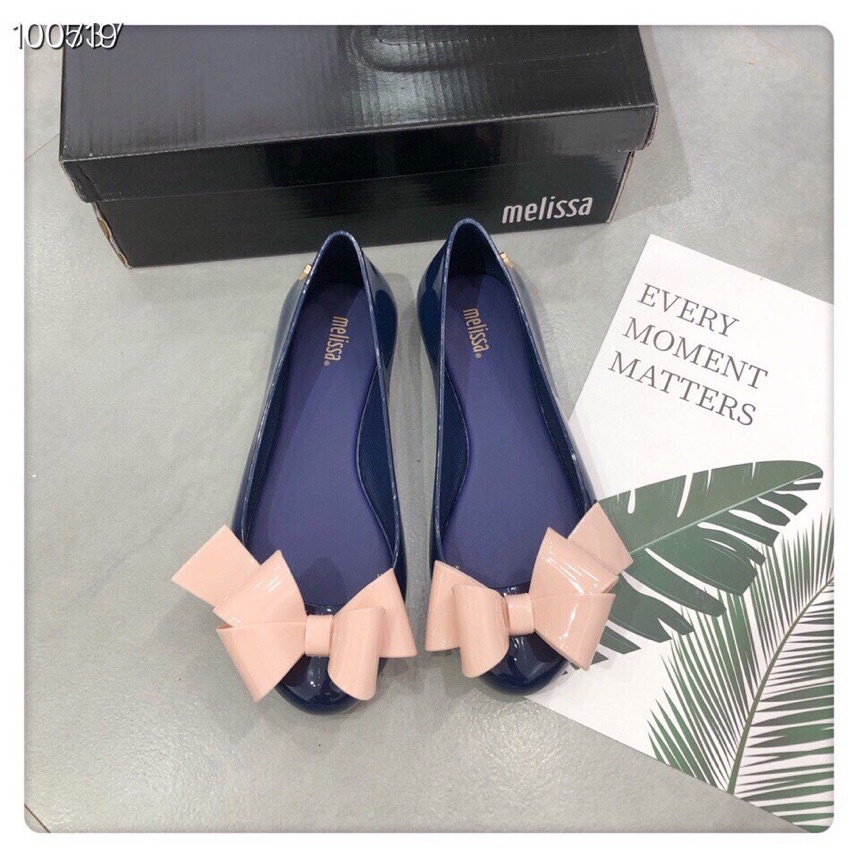 Giày Búp Bê Melissa Đế Mềm Mũi Tròn Đính Nơ Thời Trang Xuân Hè