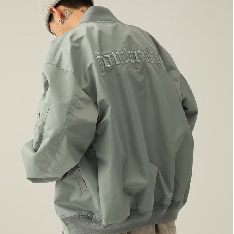 Áo Khoác bomber Thêu Chữ Phong Cách retro Thời Trang Cho Nam